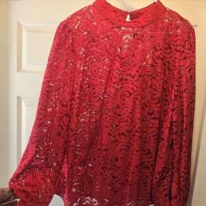 H&M Vibrant Red Lace Blouse